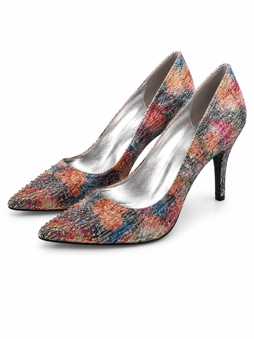 Multicolor Gem-Accented Pointed Toe Heels….3.5” heels